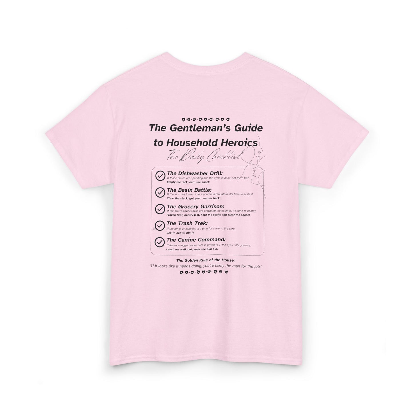 The Gentleman's Guide to Household Heroics Tee for Dog Owners | Illustrated Rule List