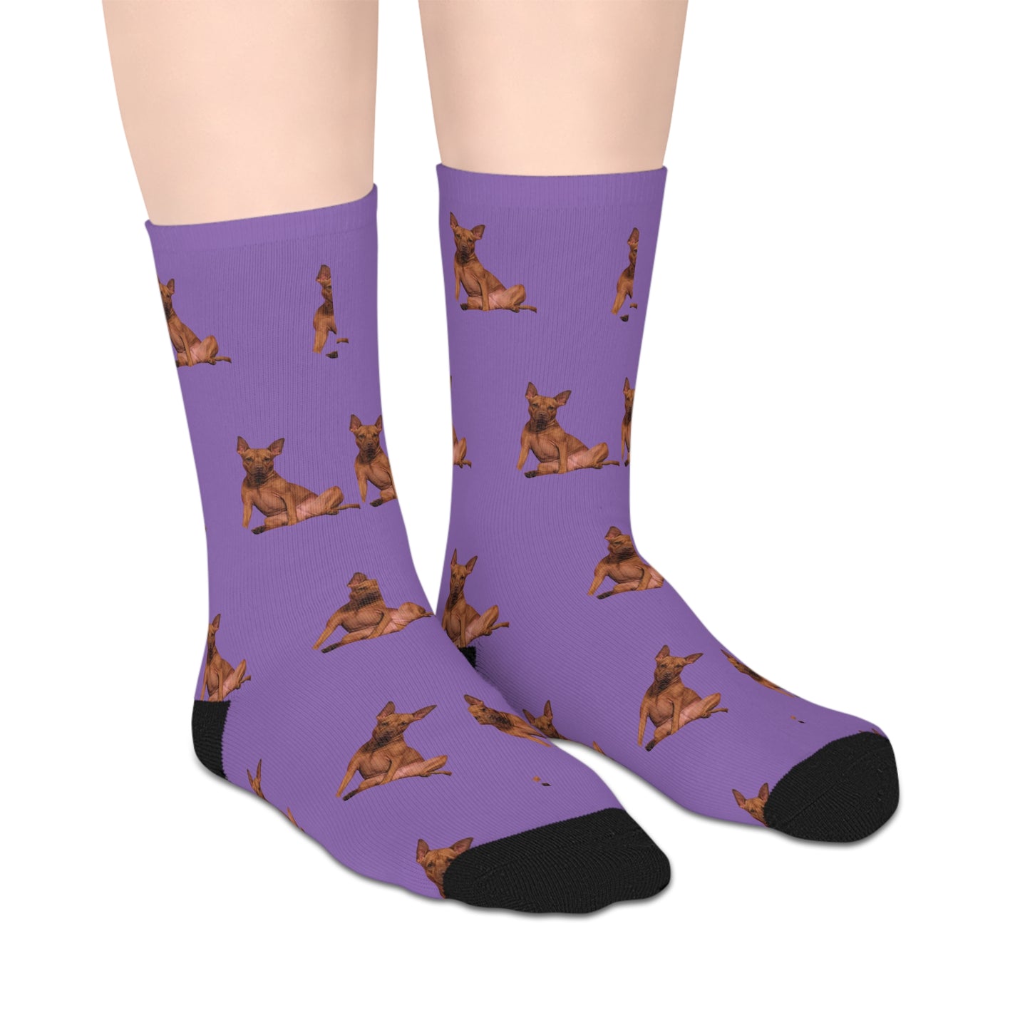 Custom Photo Mid-length Socks | Personalized Pet or Portrait on Purple