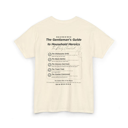 The Gentleman's Guide to Household Heroics Tee for Dog Owners | Illustrated Rule List
