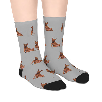 Custom Photo Mid-length Socks | Personalized Pet or Portrait on Grey