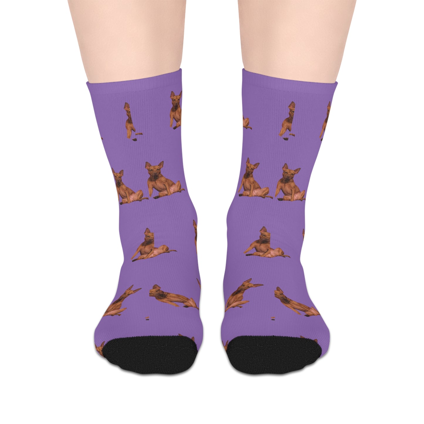 Custom Photo Mid-length Socks | Personalized Pet or Portrait on Purple