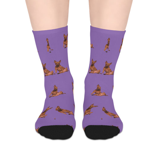 Custom Photo Mid-length Socks | Personalized Pet or Portrait on Purple