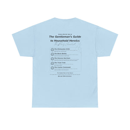 The Gentleman's Guide to Household Heroics Tee for Dog Owners | Illustrated Rule List