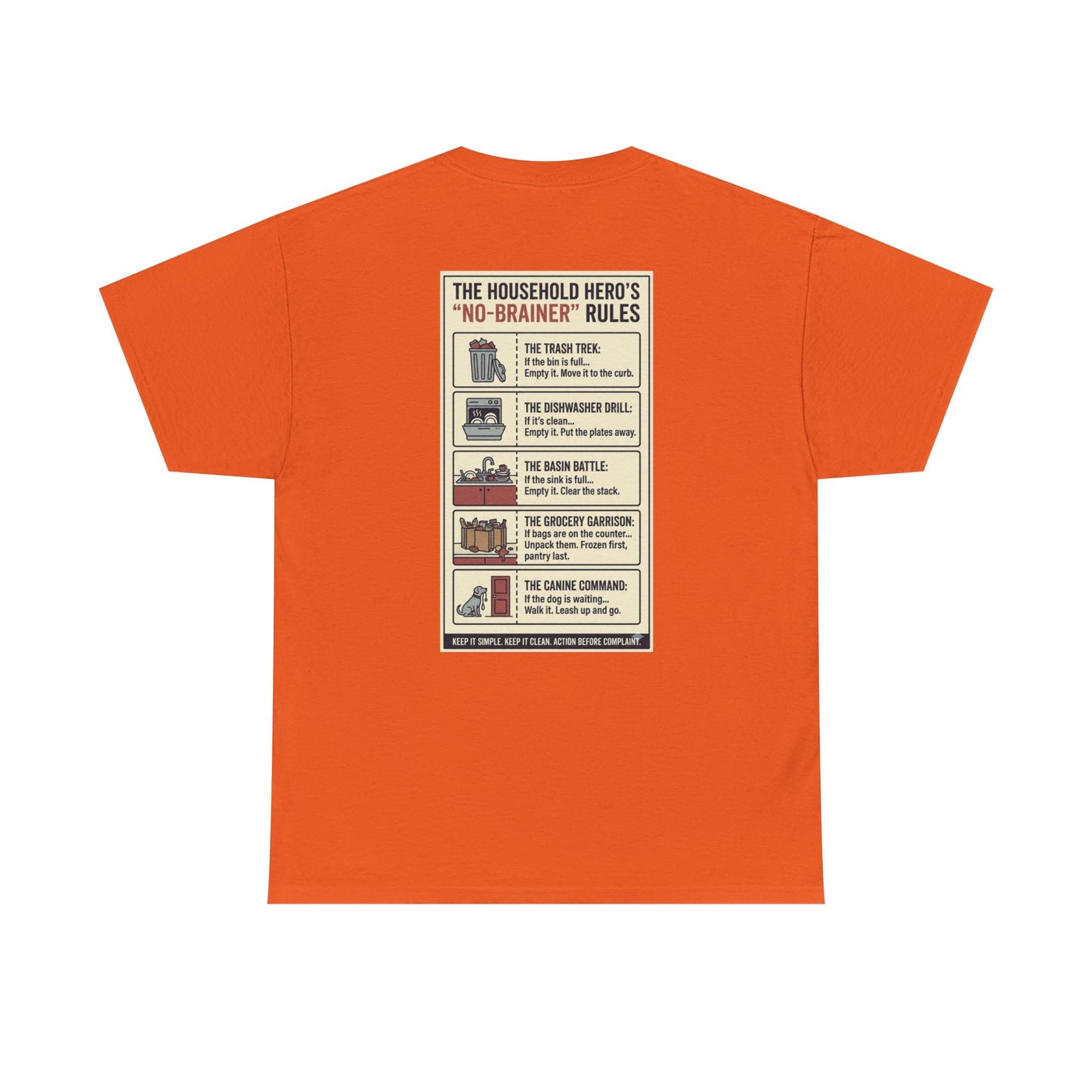 The Gentleman's Guide to Household Heroics Tee for Dog Owners Cartoon Style | Illustrated Rule List