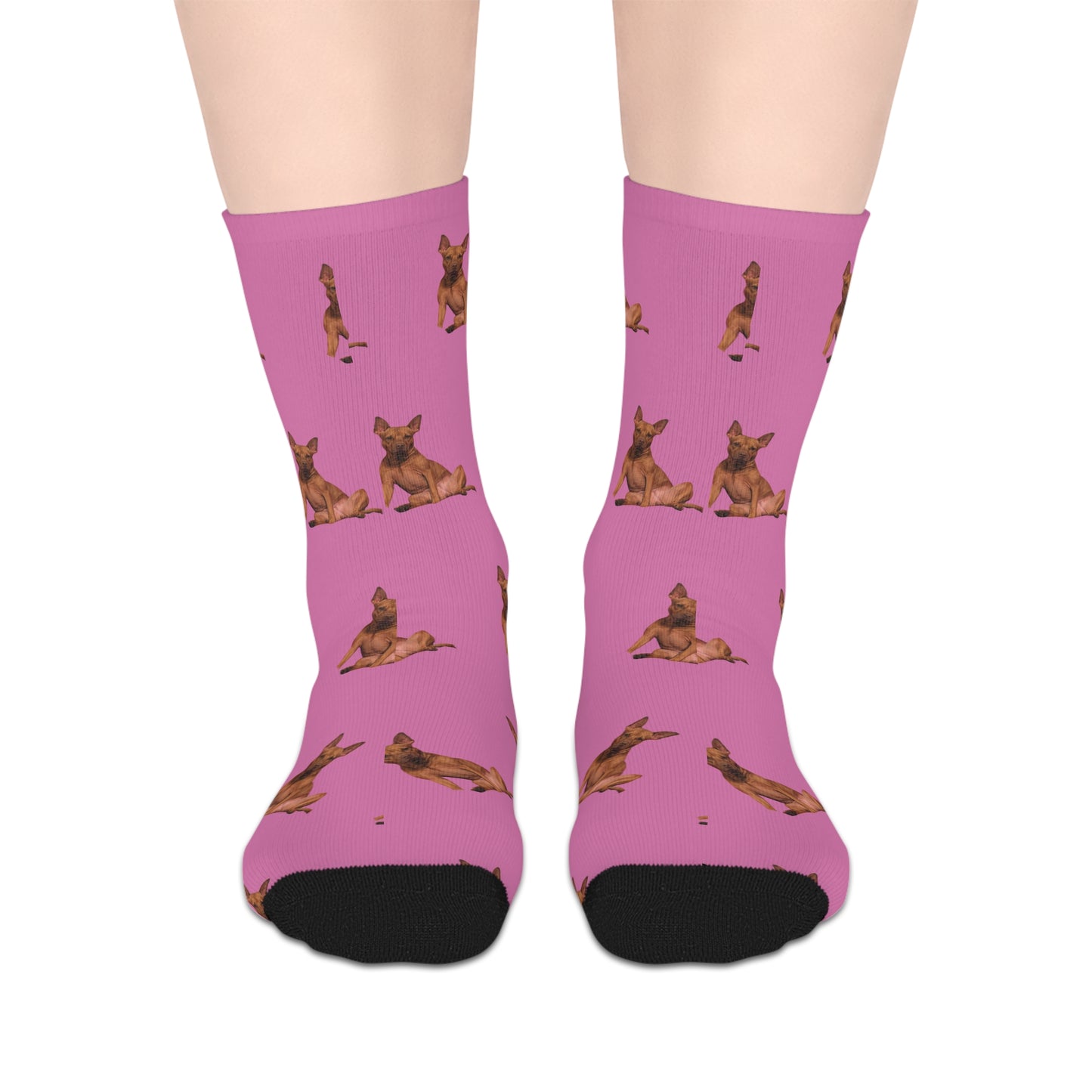 Custom Photo Mid-length Socks | Personalized Pet or Portrait on Light Pink