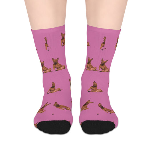 Custom Photo Mid-length Socks | Personalized Pet or Portrait on Light Pink