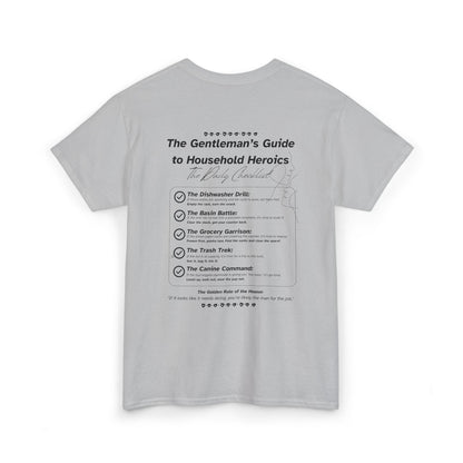 The Gentleman's Guide to Household Heroics Tee for Dog Owners | Illustrated Rule List