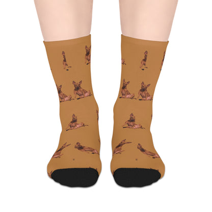 Custom Photo Mid-length Socks | Personalized Pet or Portrait on Brown