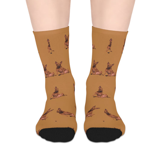 Custom Photo Mid-length Socks | Personalized Pet or Portrait on Brown