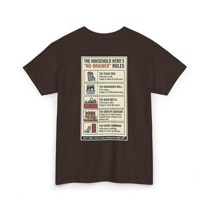 The Gentleman's Guide to Household Heroics Tee for Dog Owners Cartoon Style | Illustrated Rule List