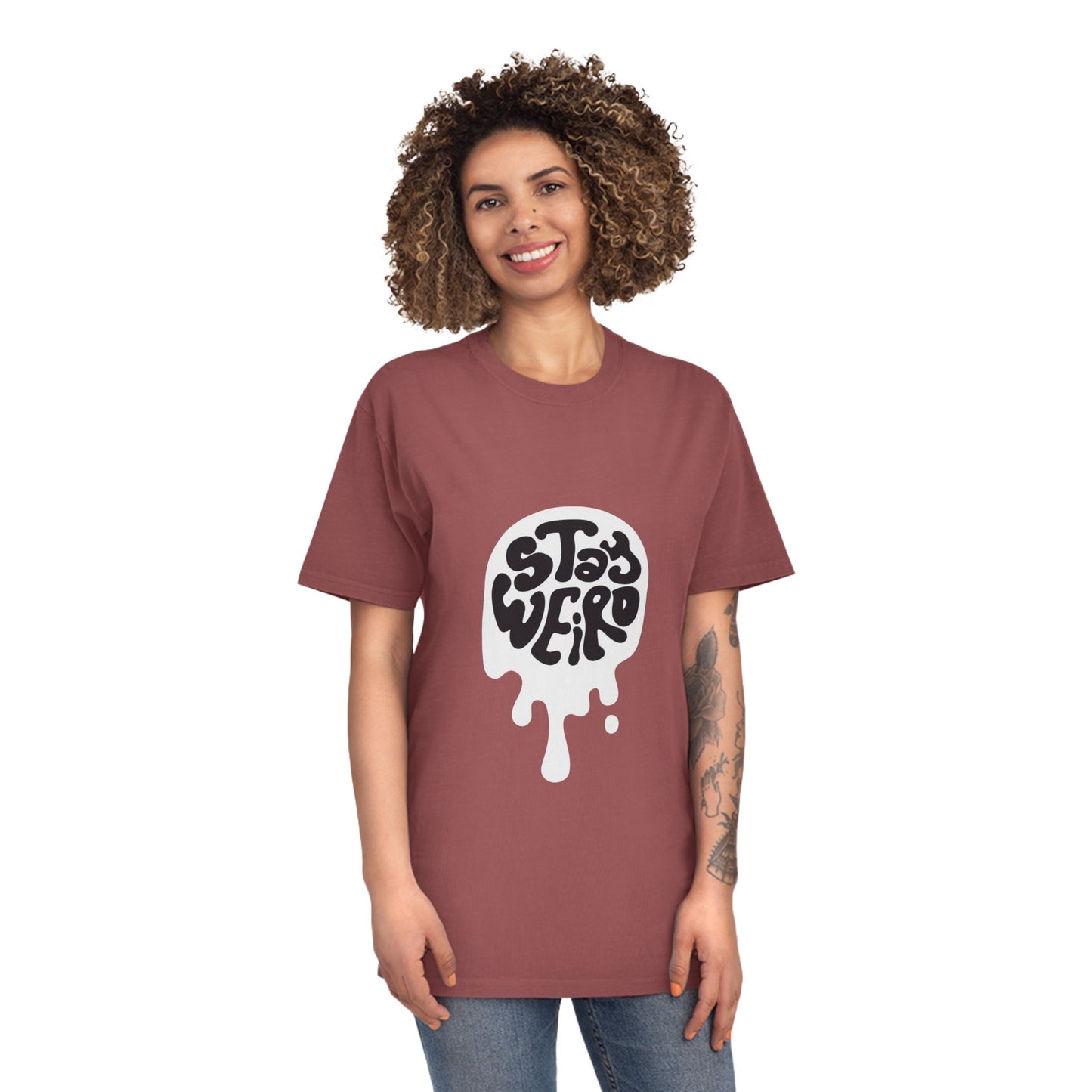 Stay Weird shirt | Retro Script Tee, Quirky Typography