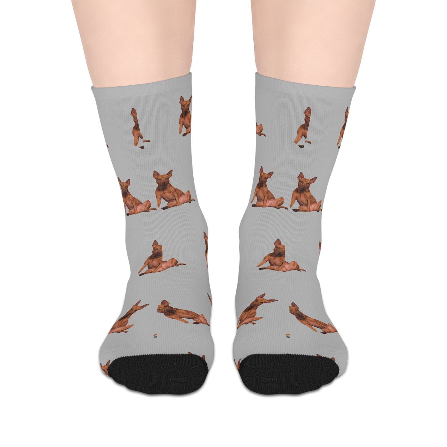 Custom Photo Mid-length Socks | Personalized Pet or Portrait on Grey
