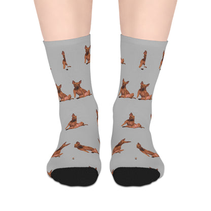Custom Photo Mid-length Socks | Personalized Pet or Portrait on Grey