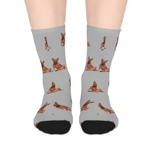 Custom Photo Mid-length Socks | Personalized Pet or Portrait on Grey