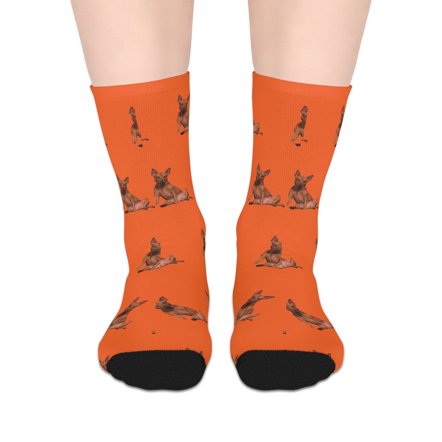 Custom Photo Mid-length Socks | Personalized Pet or Portrait on Orange