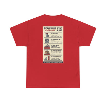 The Gentleman's Guide to Household Heroics Tee for Dog Owners Cartoon Style | Illustrated Rule List