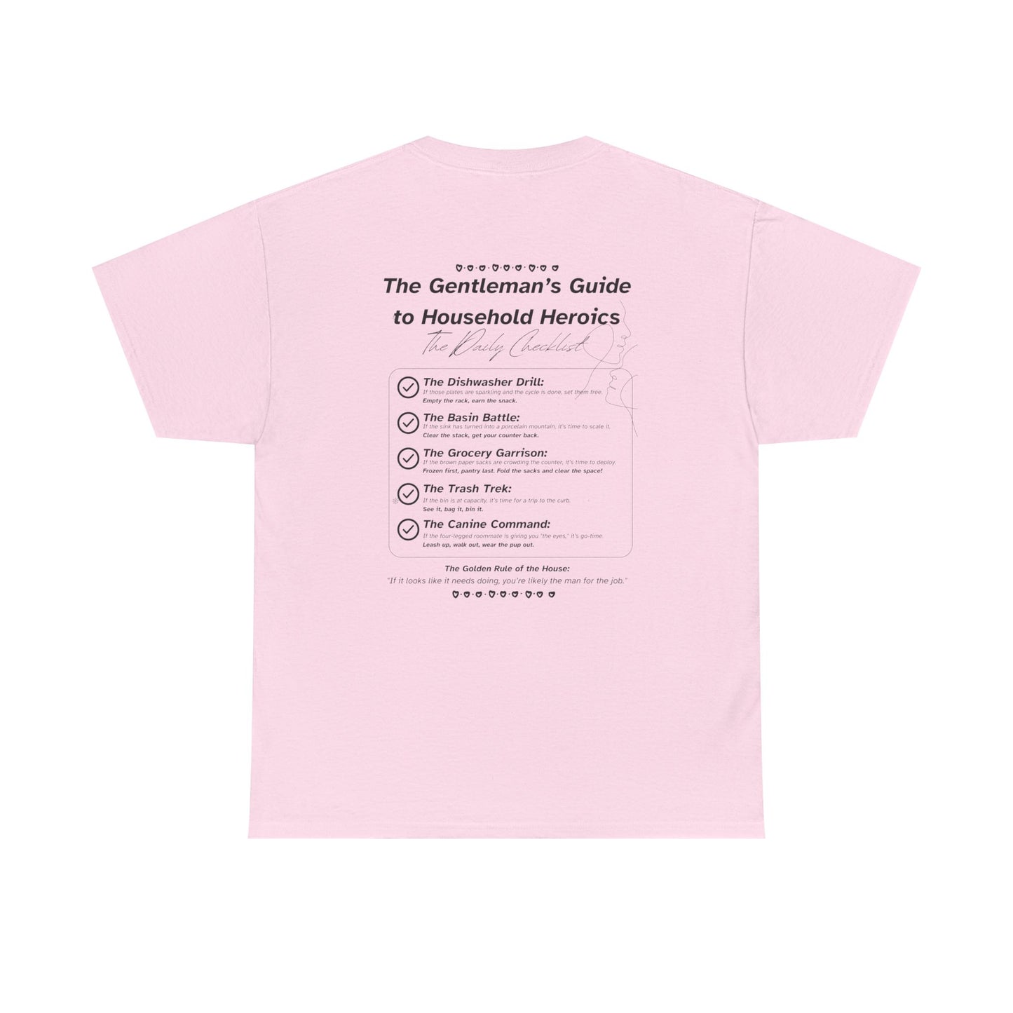The Gentleman's Guide to Household Heroics Tee for Dog Owners | Illustrated Rule List