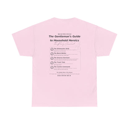 The Gentleman's Guide to Household Heroics Tee for Dog Owners | Illustrated Rule List