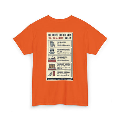 The Gentleman's Guide to Household Heroics Tee for Dog Owners Cartoon Style | Illustrated Rule List