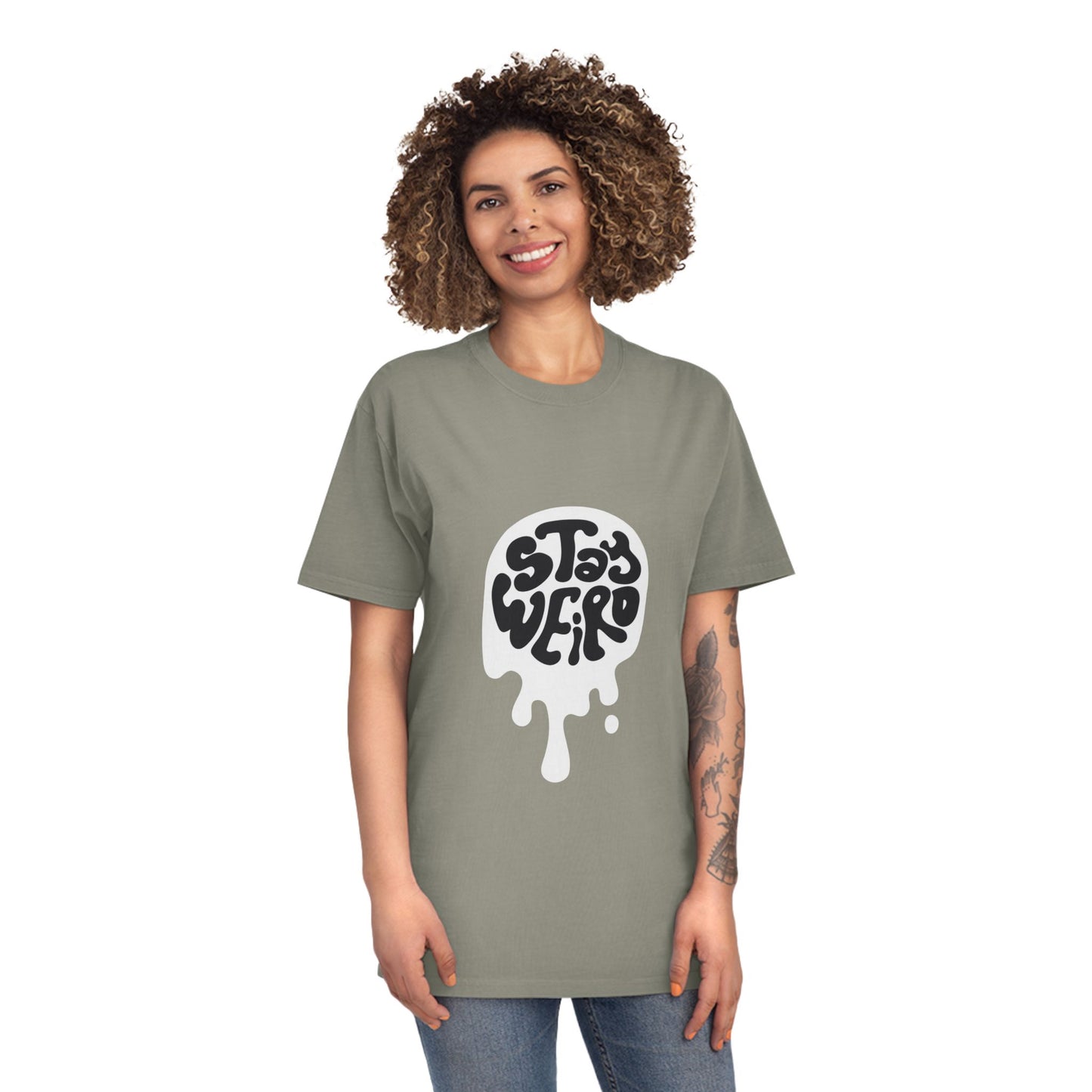 Stay Weird shirt | Retro Script Tee, Quirky Typography