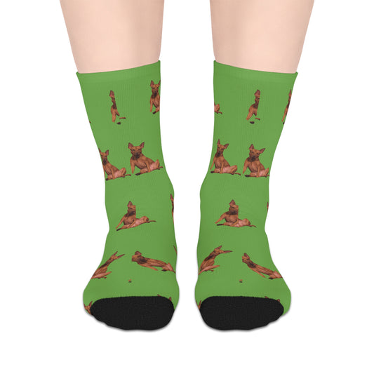 Custom Photo Mid-length Socks | Personalized Pet or Portrait on Light Green