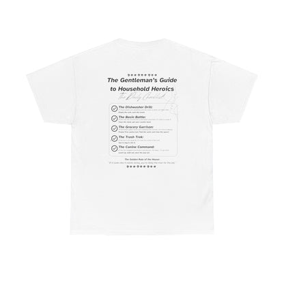 The Gentleman's Guide to Household Heroics Tee for Dog Owners | Illustrated Rule List