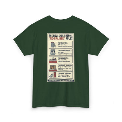 The Gentleman's Guide to Household Heroics Tee for Dog Owners Cartoon Style | Illustrated Rule List