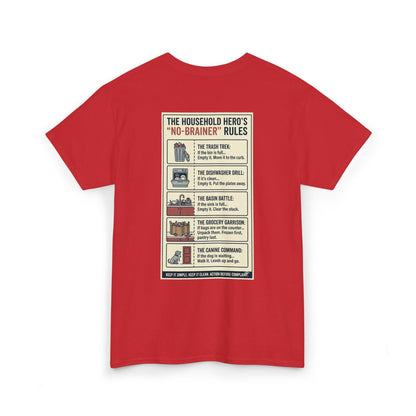 The Gentleman's Guide to Household Heroics Tee for Dog Owners Cartoon Style | Illustrated Rule List