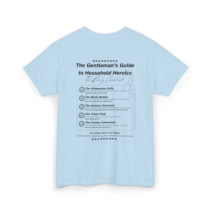 The Gentleman's Guide to Household Heroics Tee for Dog Owners | Illustrated Rule List