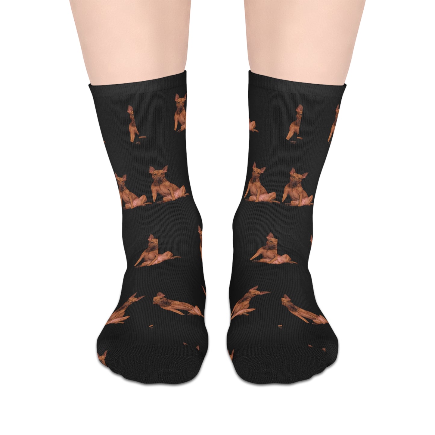 Custom Photo Mid-length Socks | Personalized Pet or Portrait on Black